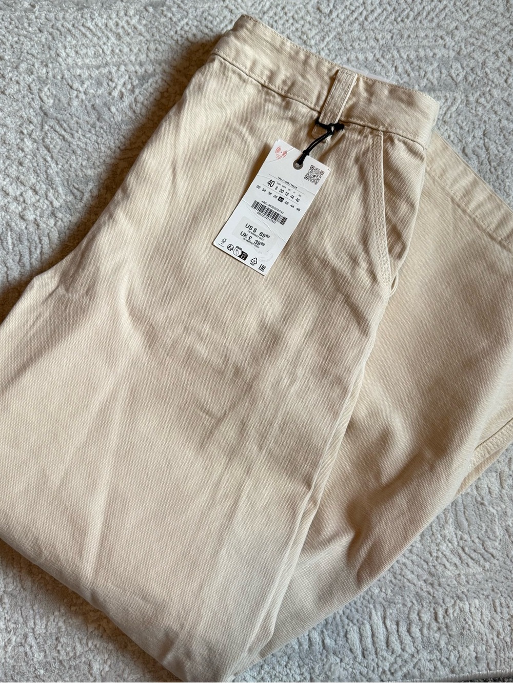 Zara NWT The ZW Canvas Balloon Women’s Beige & Cream Pants